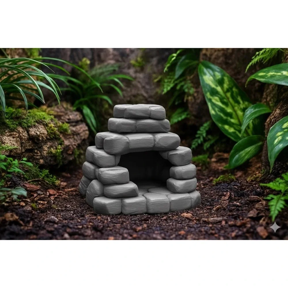 Naturalistic Stacked Stone Hide – Terrarium /‎ Reptile Tank Decor